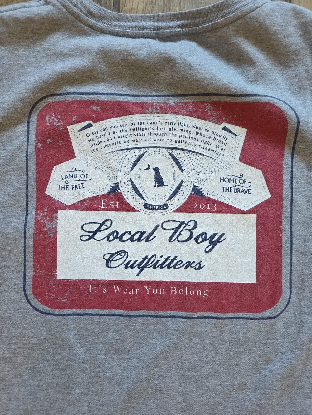 Local Boy Outfitters - Land of the Free Pocket T-Shirt - XL - Heather Grey